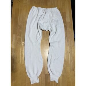 Morgan Mills All Natural Thermal Pants Mens L White Waffle Knit Long Johns USA